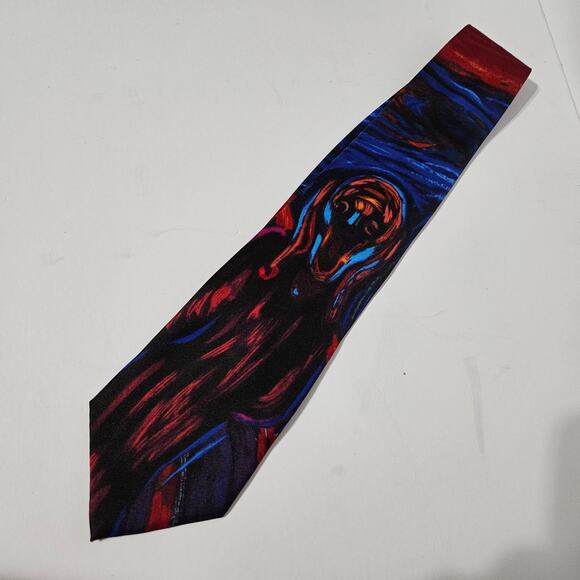 The Scream Edvard Munch  Neck Tie Red Blue Black - Picture 1 of 7
